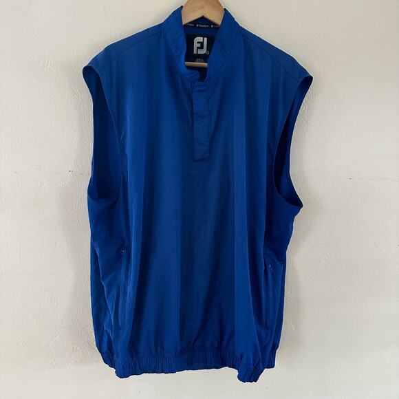 Footjoy Golf Windbreaker Vest Pullover Mockneck Button Blue Men's Size Large - Picture 3 of 10